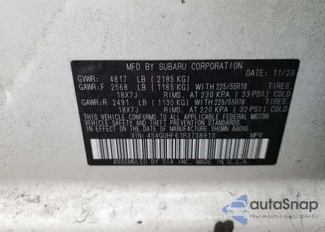 2024 Subaru Crosstrek Sport from USA, damaged, VIN 4S4GUHF61R3738913